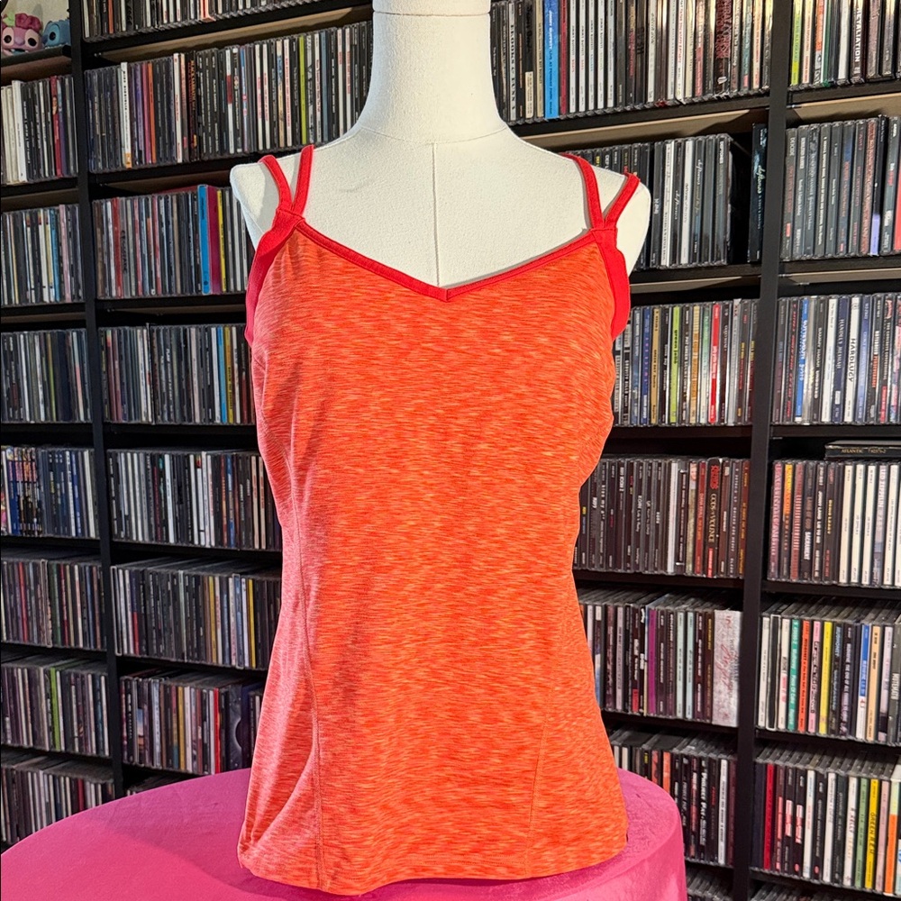 The North Face Strappy Back Athletic Tank Built-In Bra Orange Woman’s L Preppy